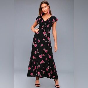 Billabong Black & Pink Rose Dress *Worn Once*